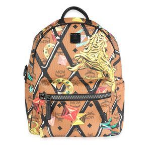 Mcm Cognac Visetos & Rombi Lion Motif Small Stark… - image 1